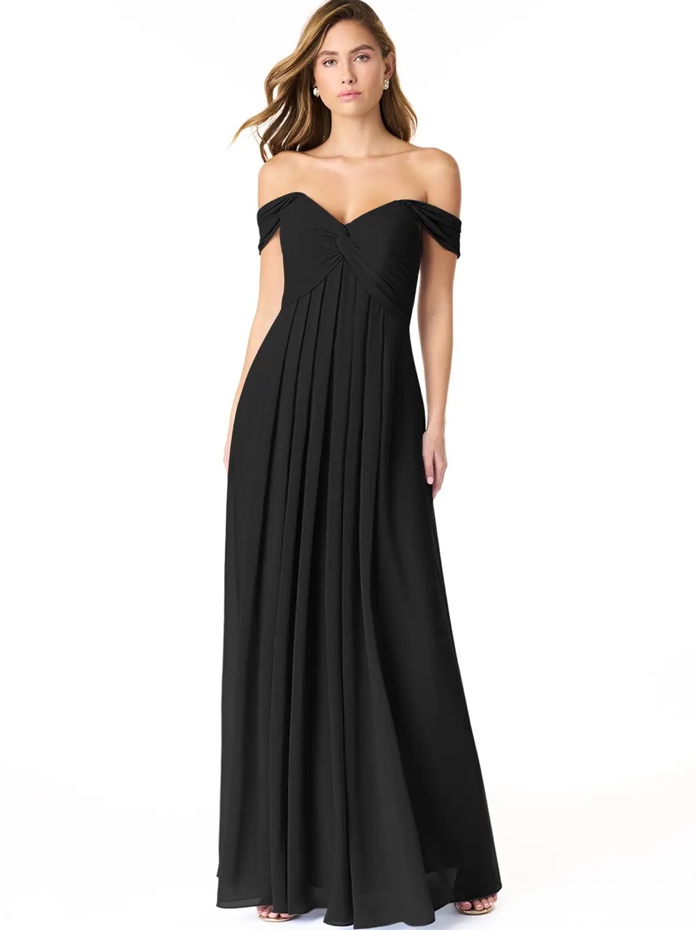 Elegant Off-Shoulder Black Formal Azazie Kaitlynn Bridesmaid Dress